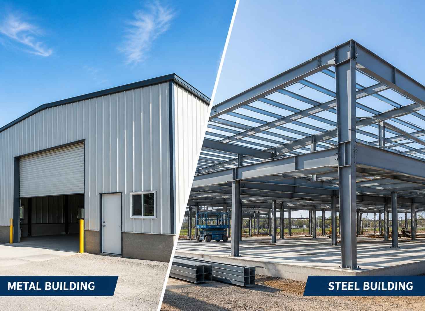 different between metal buildings and steel buildings